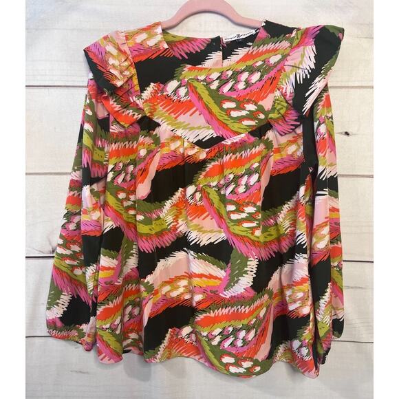 Michelle Mcdowell Top Size MED Long Sleeve Multi Colored EUC - Picture 1 of 5
